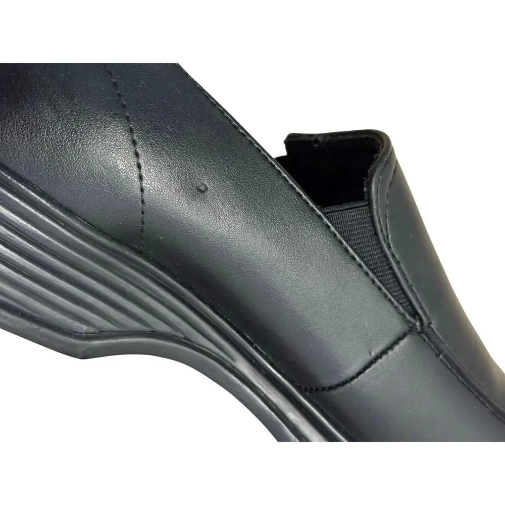 NWT Safetrax Black‎ Leather Slip Resistant Women’s Work Shoes 7.5 Slip-On #65125